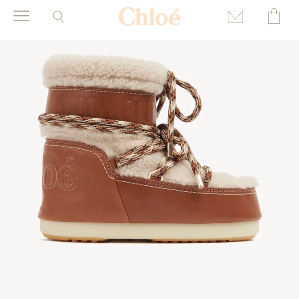 chloé x moon boot shearling
